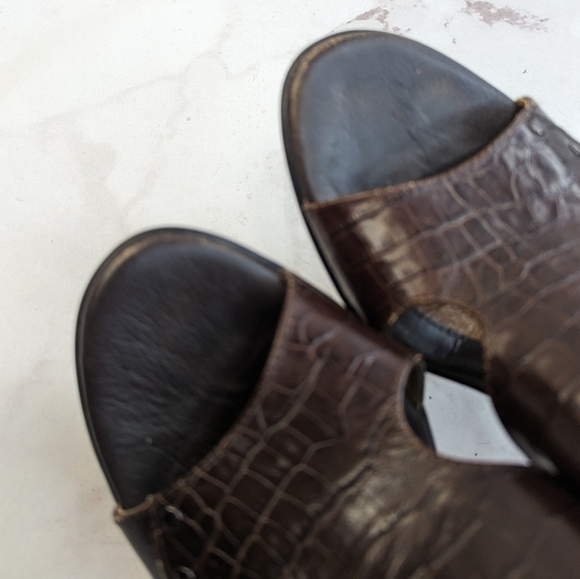 Sofft Heels Womens 9 Brown Pumps Leather Sandal Shoe Croc Reptile Valora - Picture 8 of 12